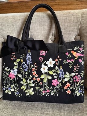 Talbots Spring Summer Floral Purse Bird Bow